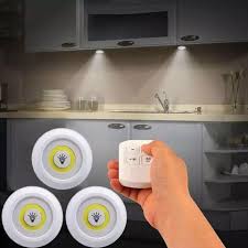 Pack of 3 LED Remote Control Tap Lights – Wireless Self Adhesive Cabinet & Wardrobe Lights