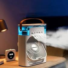 10-Inch Desktop Humidifier Fan – Portable Mist Cooling Fan with LED Light and Timer