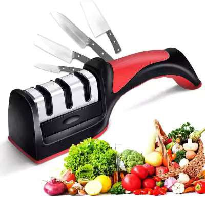 Stage Professional Knife Sharpener – Manual Kitchen Knife Sharpening Tool with Anti-Slip Base & Ergonomic Handle