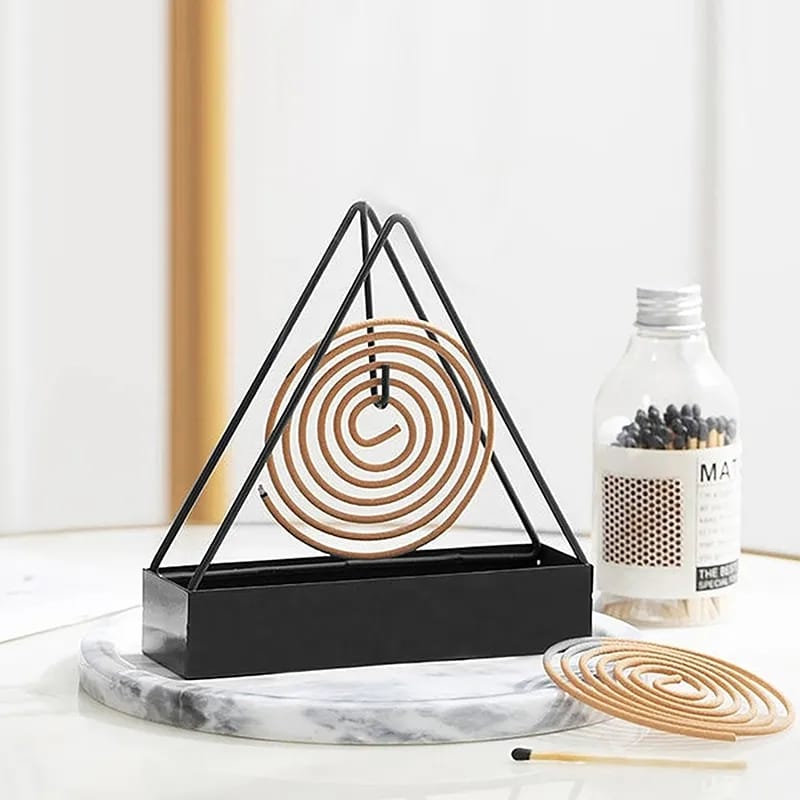 Simple Triangle-Shaped Iron Mosquito Coil Holder – Creative Hanging & Standing Incense Burner (Pack of 1)