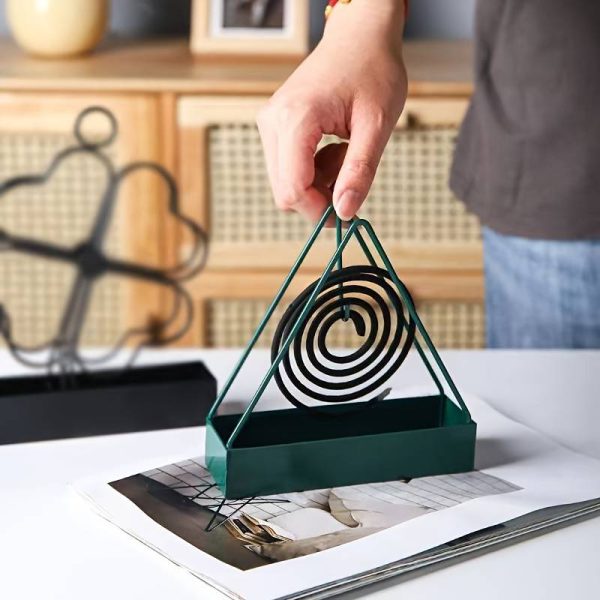 Simple Triangle-Shaped Iron Mosquito Coil Holder – Creative Hanging & Standing Incense Burner (Pack of 1)