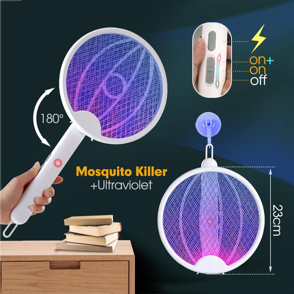 Foldable Electric Mosquito Killer Racket | Rechargeable Bug Zapper Trap for Indoor & Outdoor Use (Random Color)