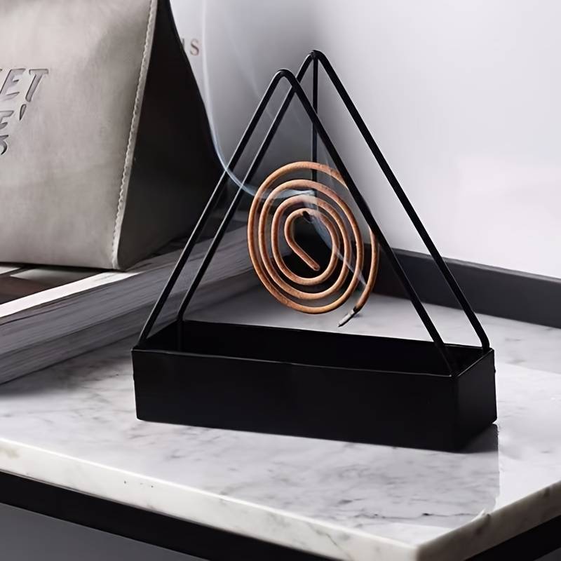 Simple Triangle-Shaped Iron Mosquito Coil Holder – Creative Hanging & Standing Incense Burner (Pack of 1)