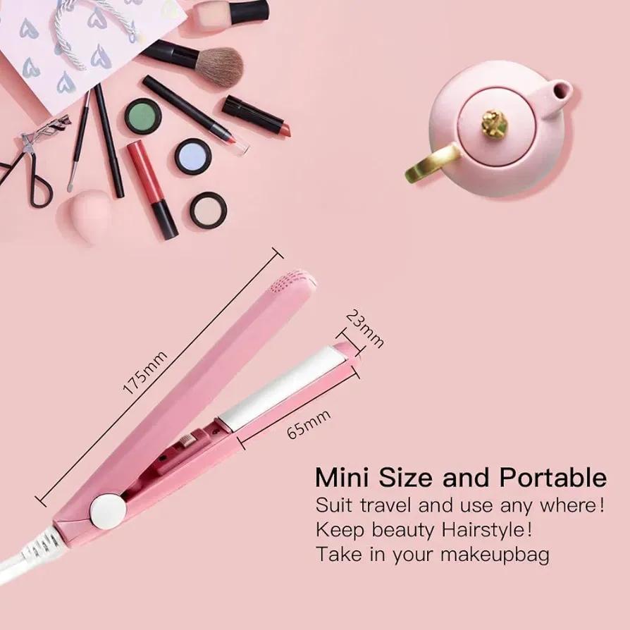 2-in-1 Mini Hair Straightener & Curler – Portable Ceramic Hair Styling Iron