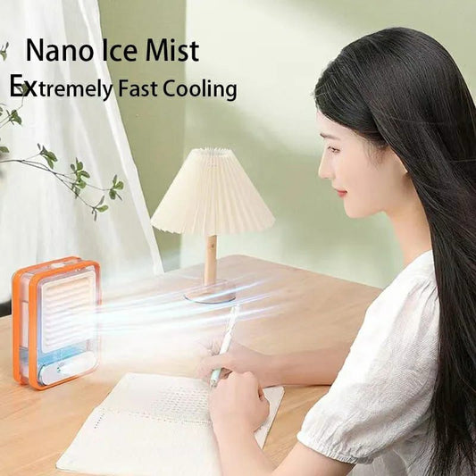 Mini Air Cooler USB Rechargeable Portable Fan with Humidifier & 3 Speeds