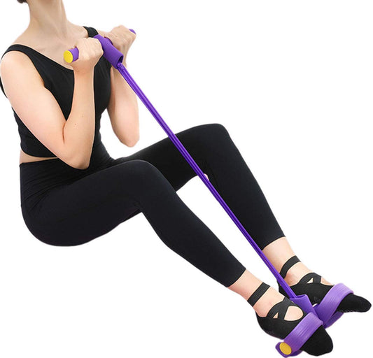 Foot Pedal Resistance Band Tummy Trimmer – Full Body Home Workout Elastic Pull Rope Fitness Trainer