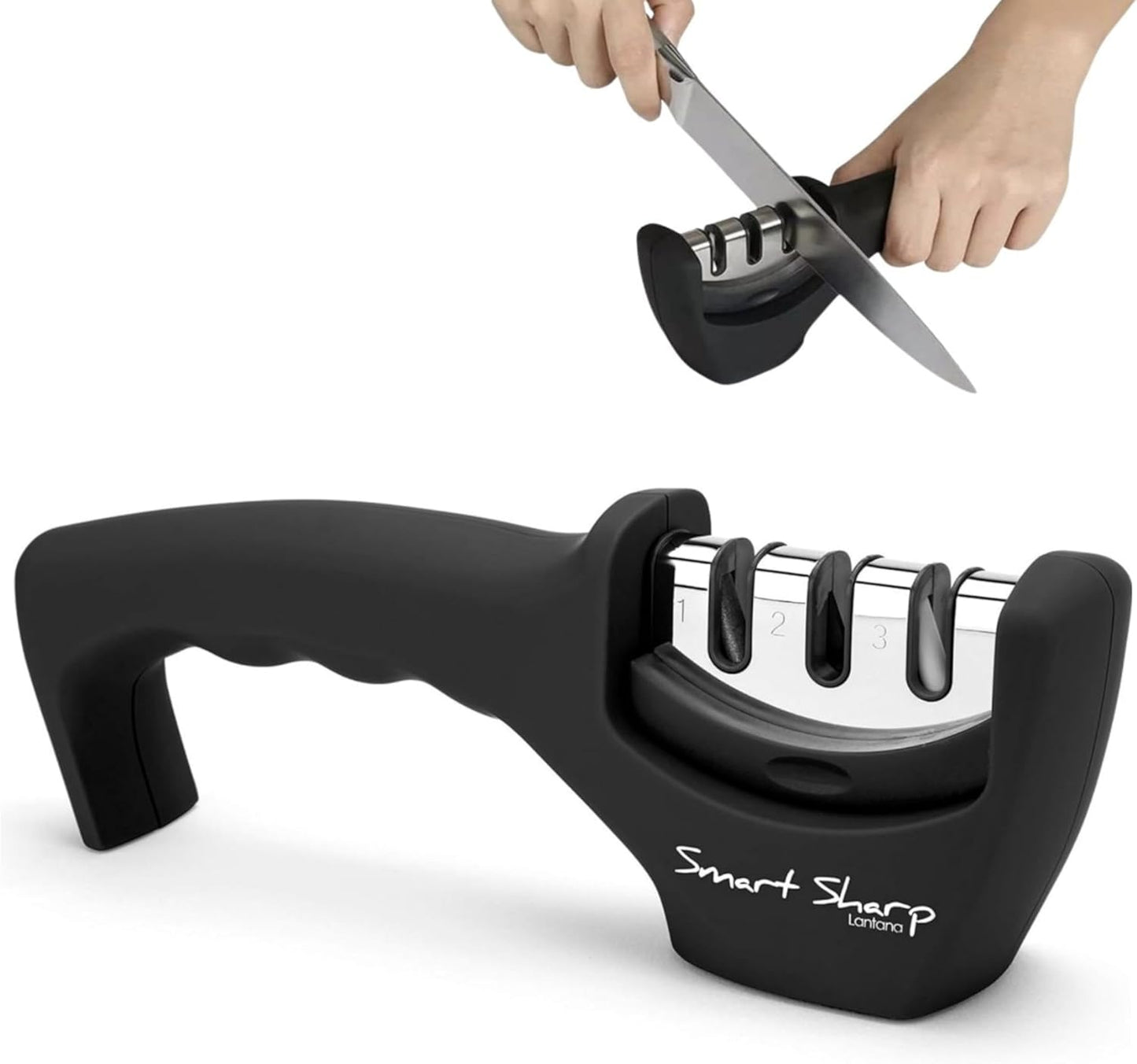 Stage Professional Knife Sharpener – Manual Kitchen Knife Sharpening Tool with Anti-Slip Base & Ergonomic Handle