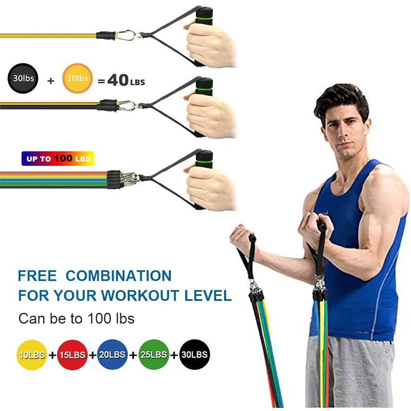 11 Piece Power Resistance Band for Strength Training, Yoga & Fitness