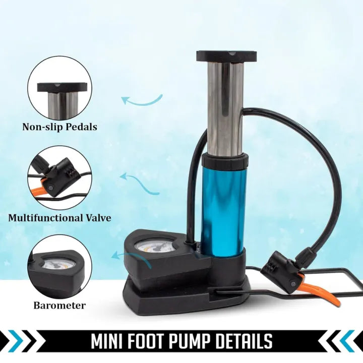 Foot & Hand Air Pump with Pressure Gauge