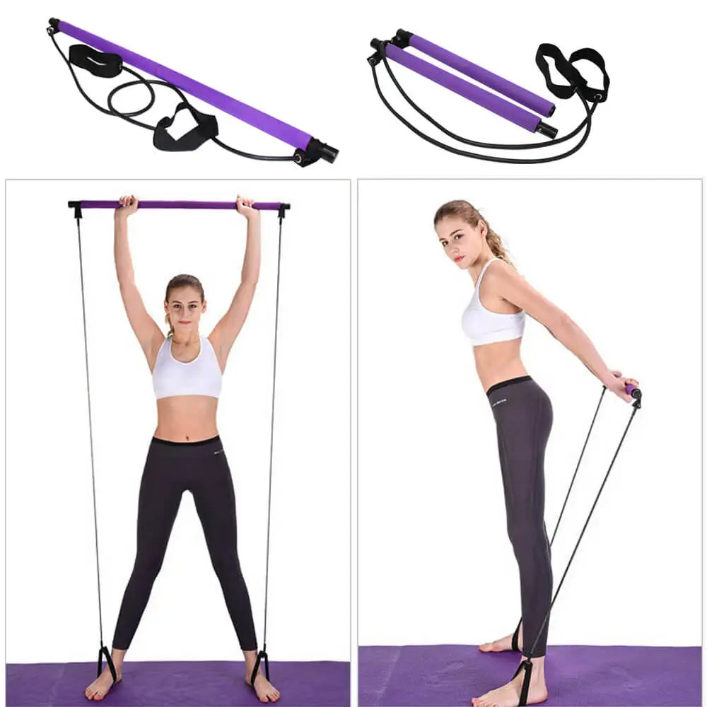 Portable Pilates Bar Kit with Resistance Bands – Full Body Home Gym Fitness Stick for Yoga & Exercise