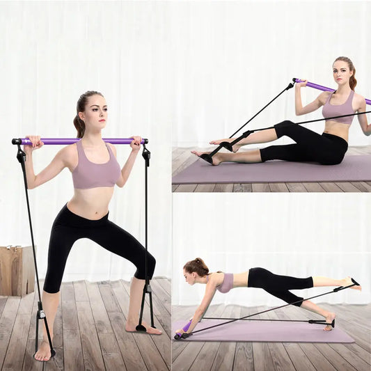 Portable Pilates Bar Kit with Resistance Bands – Full Body Home Gym Fitness Stick for Yoga & Exercise