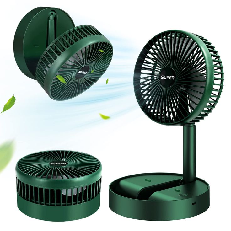 Super Telescopic Folding Fan – Portable USB Rechargeable Desk Fan with 180° Adjustable Air Supply