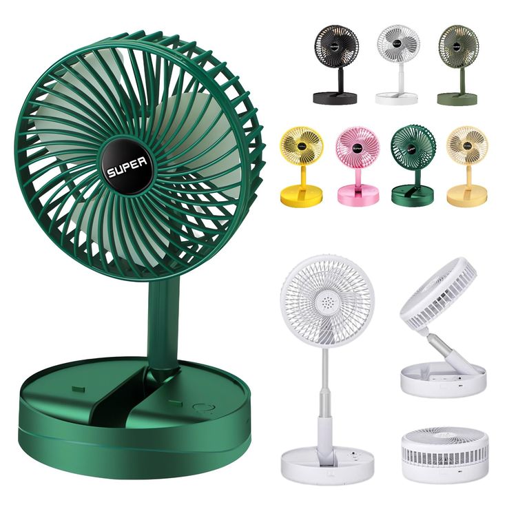 Super Telescopic Folding Fan – Portable USB Rechargeable Desk Fan with 180° Adjustable Air Supply