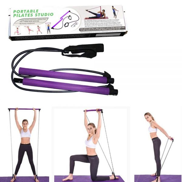 Portable Pilates Bar Kit with Resistance Bands – Full Body Home Gym Fitness Stick for Yoga & Exercise