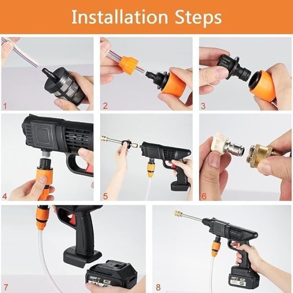 Automatic Cordless Car Wash Spray Gun | 48V High Pressure Lithium Battery | Wireless Foam Jet Washer