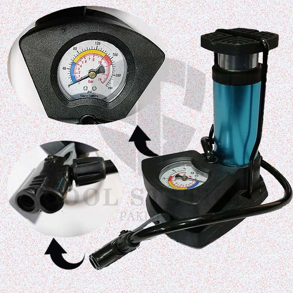 Foot & Hand Air Pump with Pressure Gauge
