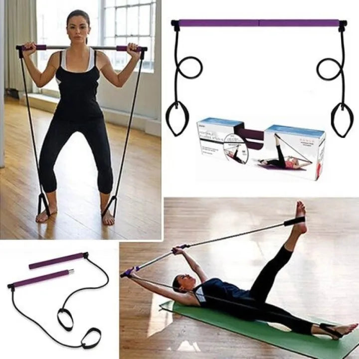 Portable Pilates Bar Kit with Resistance Bands – Full Body Home Gym Fitness Stick for Yoga & Exercise