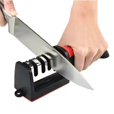 Stage Professional Knife Sharpener – Manual Kitchen Knife Sharpening Tool with Anti-Slip Base & Ergonomic Handle