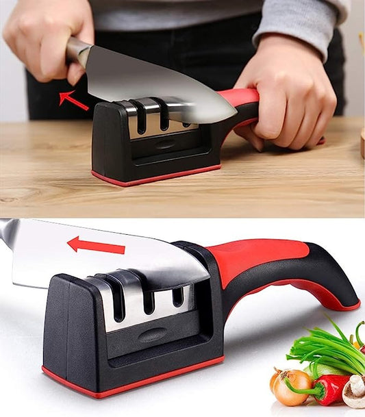 Stage Professional Knife Sharpener – Manual Kitchen Knife Sharpening Tool with Anti-Slip Base & Ergonomic Handle