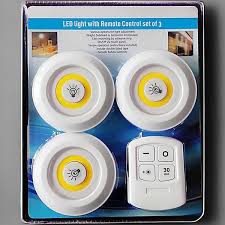 Pack of 3 LED Remote Control Tap Lights – Wireless Self Adhesive Cabinet & Wardrobe Lights