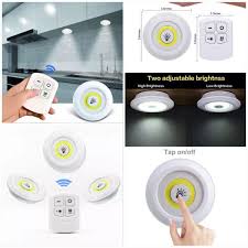 Pack of 3 LED Remote Control Tap Lights – Wireless Self Adhesive Cabinet & Wardrobe Lights
