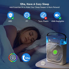 10-Inch Desktop Humidifier Fan – Portable Mist Cooling Fan with LED Light and Timer