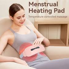 Portable Menstrual Heating Pad Belt for Women – Electric Period Pain Relief Massager with 3 Heat Levels & 4 Massage Modes (Flower Box)