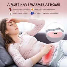 Portable Menstrual Heating Pad Belt for Women – Electric Period Pain Relief Massager with 3 Heat Levels & 4 Massage Modes (Flower Box)