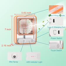 Mini Air Cooler USB Rechargeable Portable Fan with Humidifier & 3 Speeds