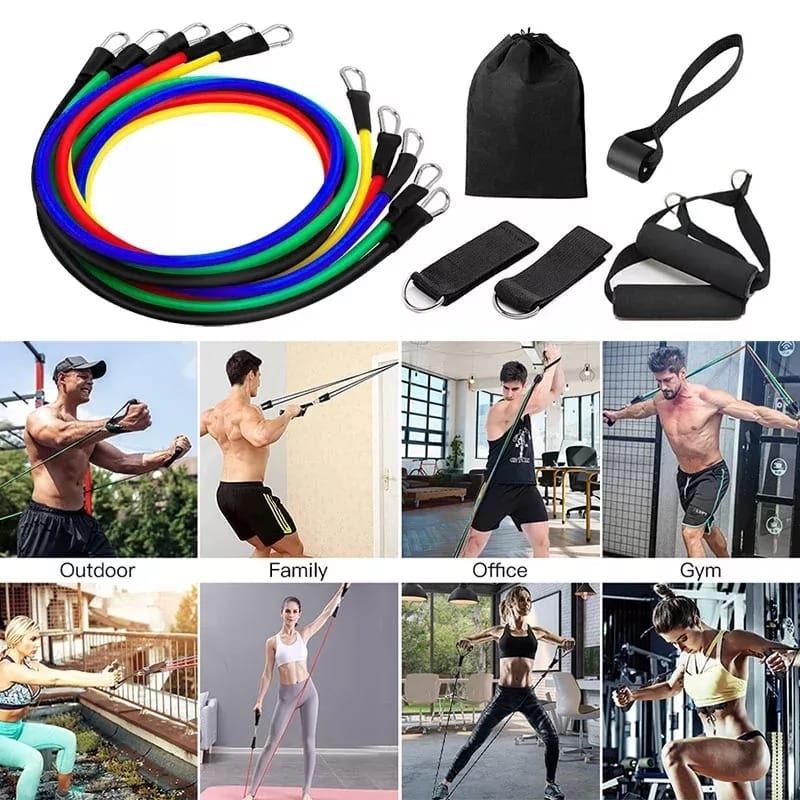 11 Piece Power Resistance Band for Strength Training, Yoga & Fitness