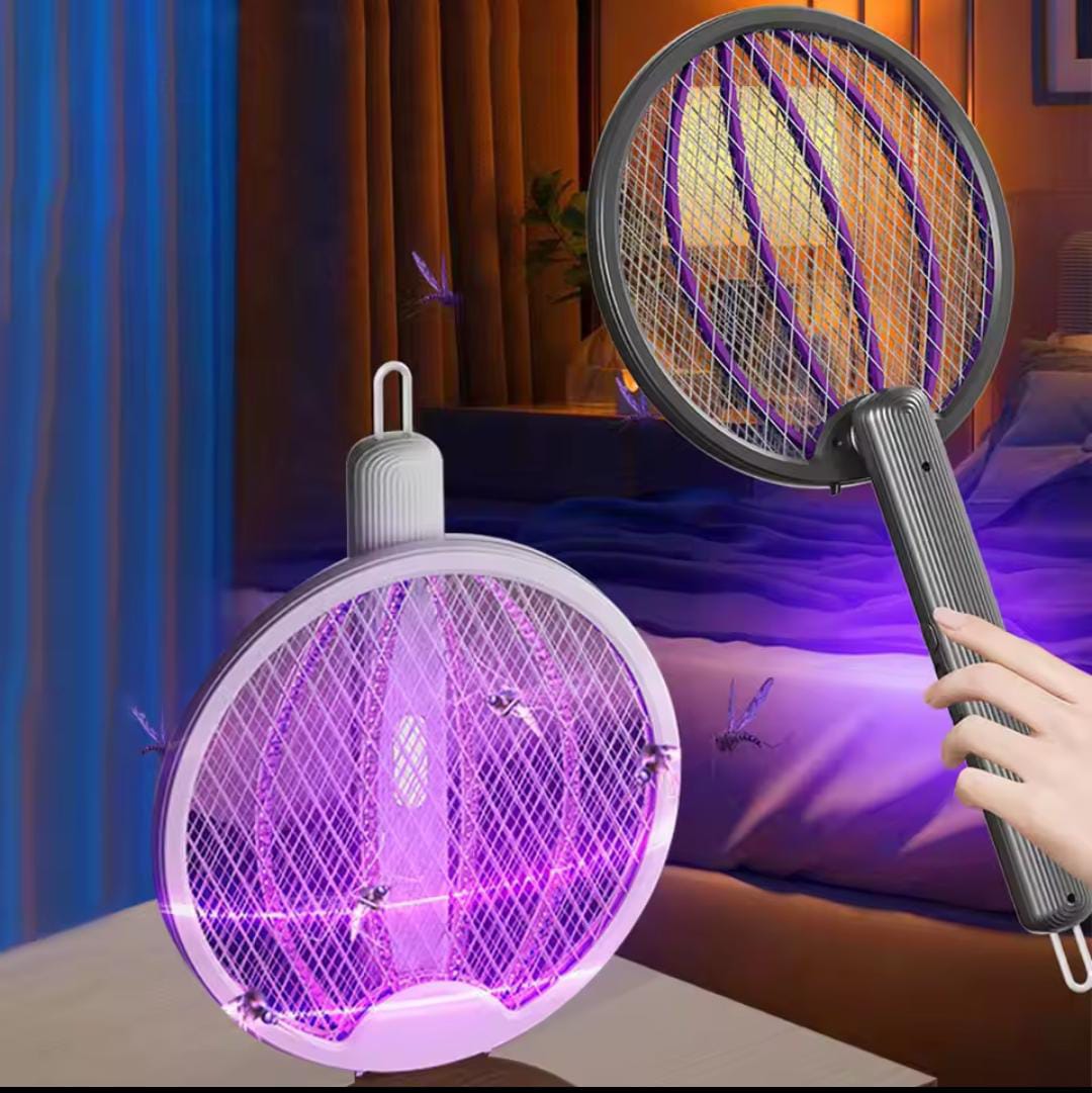 Foldable Electric Mosquito Killer Racket | Rechargeable Bug Zapper Trap for Indoor & Outdoor Use (Random Color)