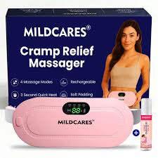 Portable Menstrual Heating Pad Belt for Women – Electric Period Pain Relief Massager with 3 Heat Levels & 4 Massage Modes (Flower Box)